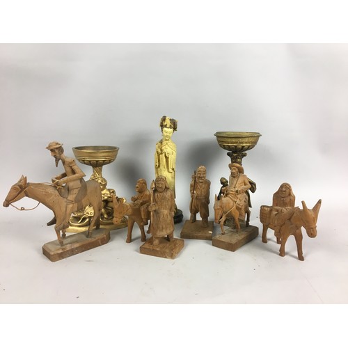 448 - Vintage Carved Wood Figurines and other items...