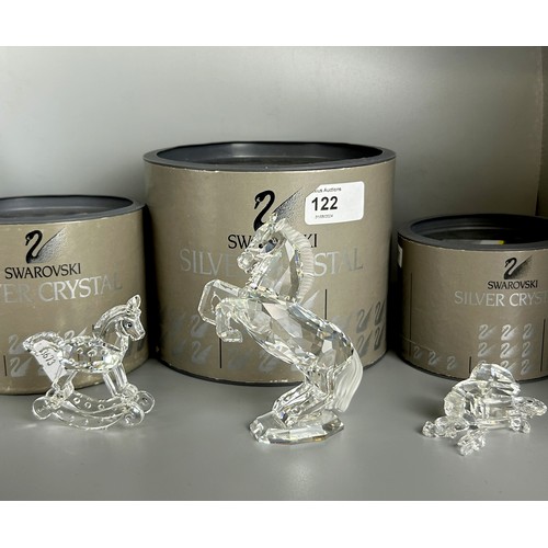 122 - Two boxed Swarovski silver crystal animals. Including Rearing horse & rocking horse. Also includ... 