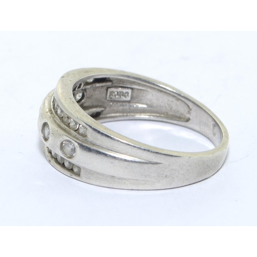 273 - 925silver ladies double band sweep ring size U