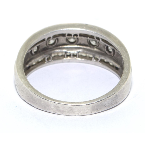 273 - 925silver ladies double band sweep ring size U