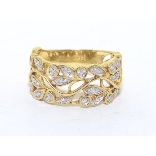 275 - 925 silver gilt open work scroll decorated ring size O