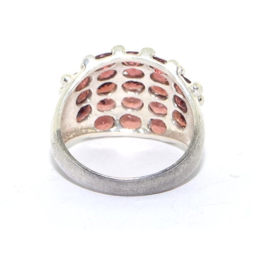 276 - 925 silver ladies 5 bar raspberry design cocktail ring size P