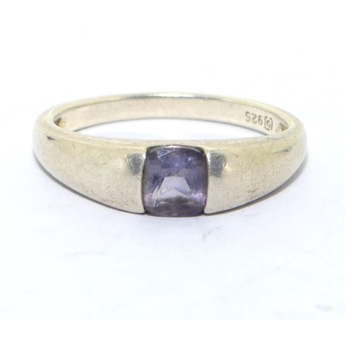 279 - 925 silver Amethyst solitaire signet ring size U