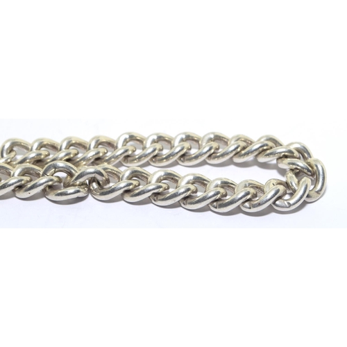 284 - 925 silver heavy bracelet with heart lock and safety chain 38g