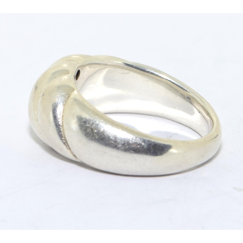 285 - 925 silver ladies wave band ring size R