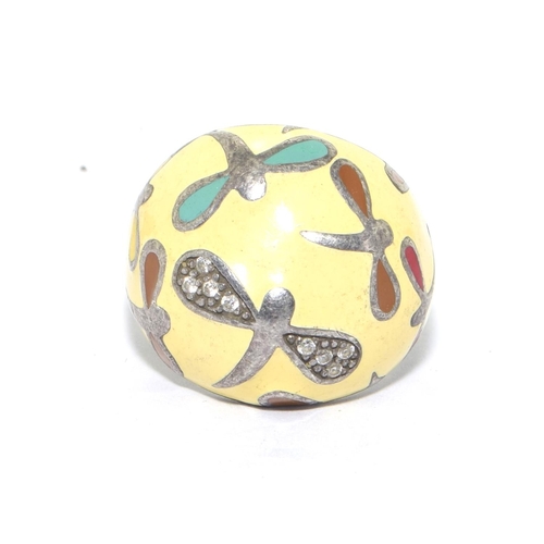 286 - 925 silver enamel dragon fly ring size K