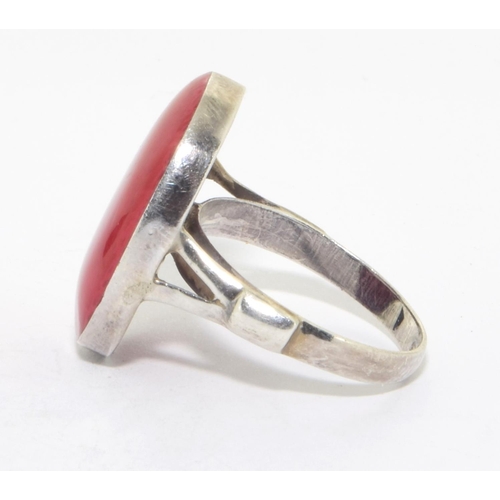 297 - 925 silver large agate blood stone cocktail ring size O