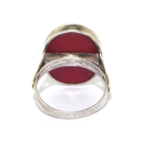 297 - 925 silver large agate blood stone cocktail ring size O