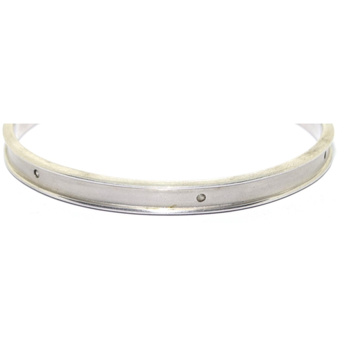 305 - 925 silver solid bangle set with diamonds 27g