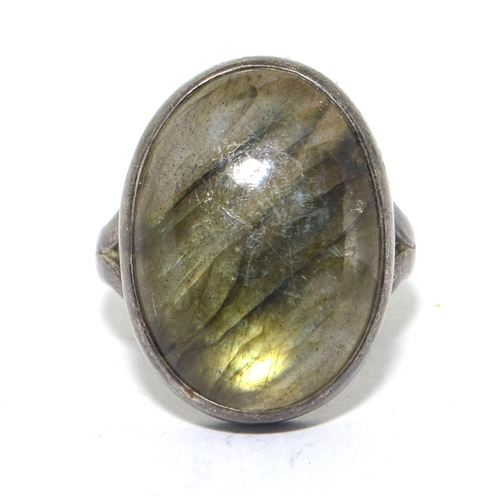 325 - 925 silver vintage Labradorite large oval ring size K