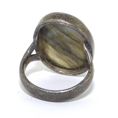 325 - 925 silver vintage Labradorite large oval ring size K