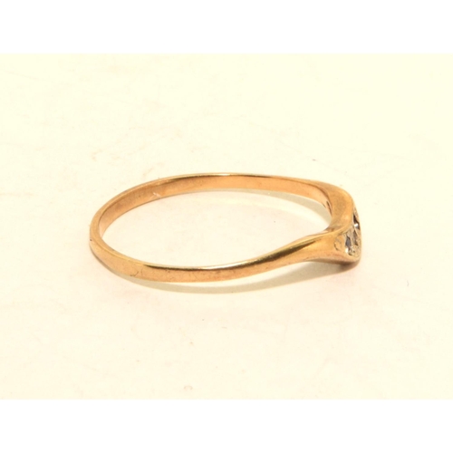 299 - 9ct gold ladies Diamond and Sapphire wishbone ring size L