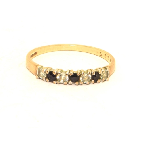 308 - 9ct gold ladies vintage 7 stone Sapphire ring size M