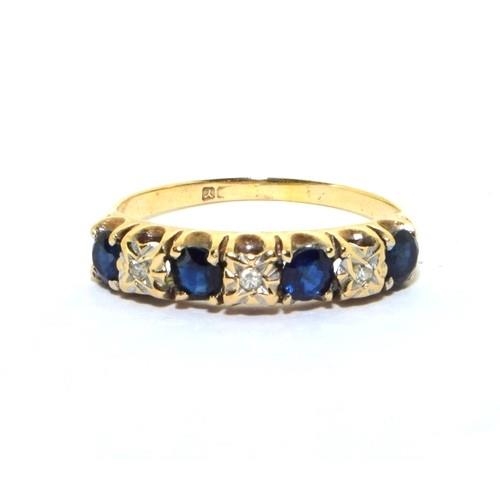 278 - 9ct gold Diamond and Sapphire antique set ring size M