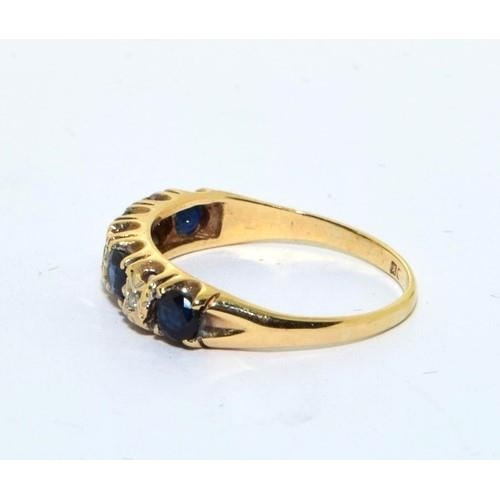 278 - 9ct gold Diamond and Sapphire antique set ring size M