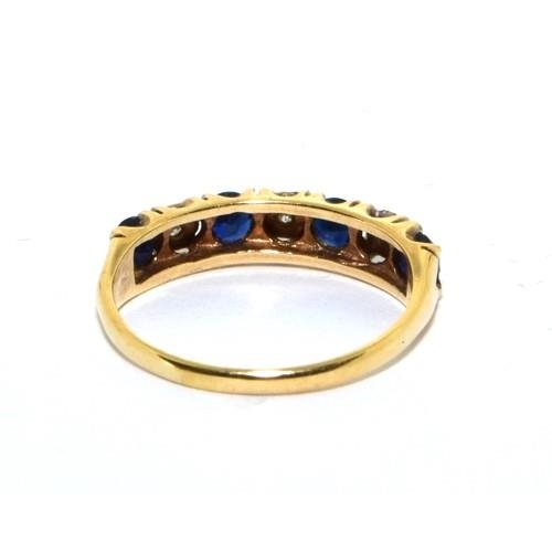 278 - 9ct gold Diamond and Sapphire antique set ring size M