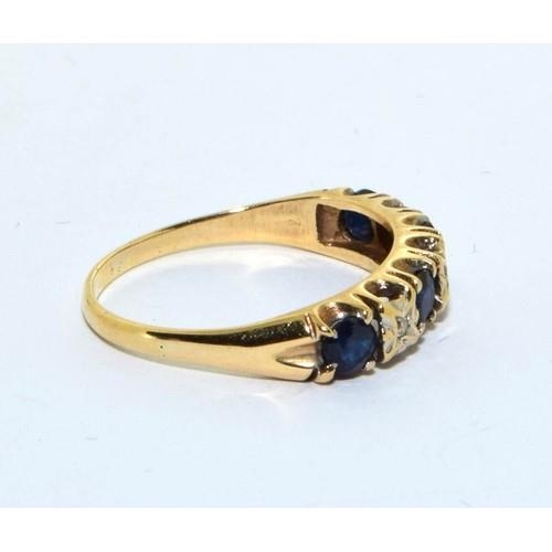 278 - 9ct gold Diamond and Sapphire antique set ring size M