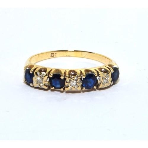 278 - 9ct gold Diamond and Sapphire antique set ring size M