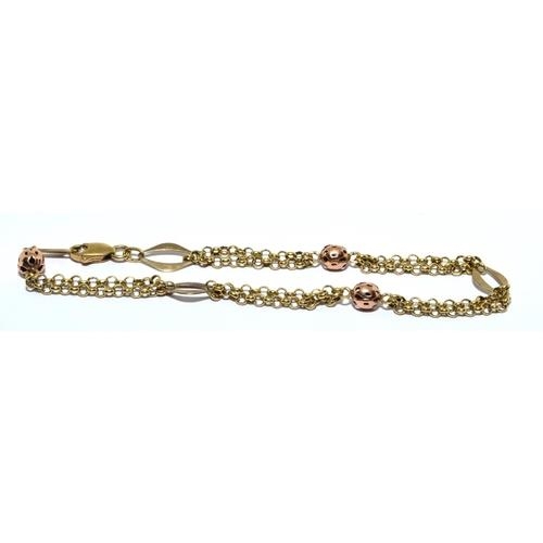 282 - 9ct gold ball design bracelet 3.6g 16cm long