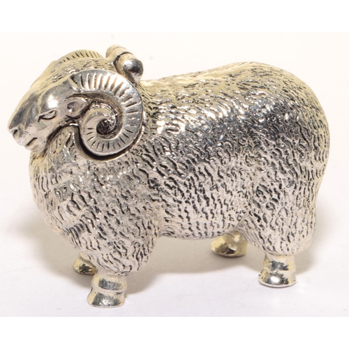 309 - silver plated vesta in the form of a Ram