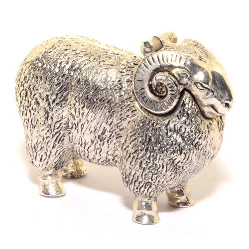 309 - silver plated vesta in the form of a Ram