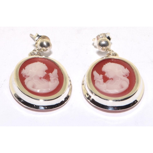 323 - Pair silver Cameo style earrings 