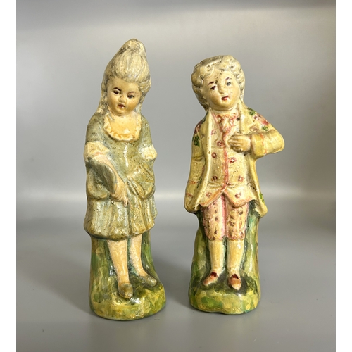 509 - A pair of Sitzendorf porcelain figures. Together with a pair of 19th German porcelain figures. Heigh... 