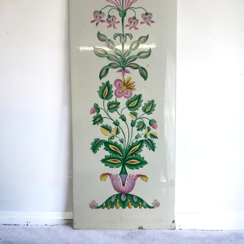 512 - A rare large 19th century Copeland & Garett porcelain fireplace tile. Hand painted floral orname... 