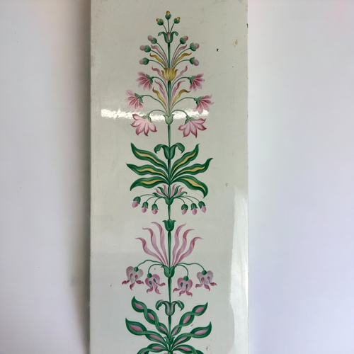 512 - A rare large 19th century Copeland & Garett porcelain fireplace tile. Hand painted floral orname... 