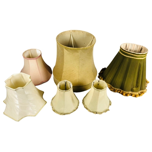 1 - A collection of 6 vintage and later  Lamp Shades to include a small pair and one unusual scallopped ... 