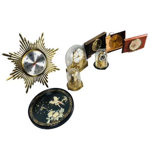 36 - Collection of vintage and later mantle clocks together with a wall Clock