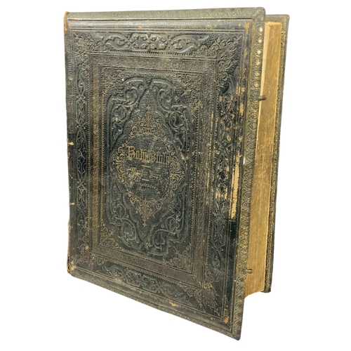 40 - Victorian Leather bound Illustrated Holy Bible.