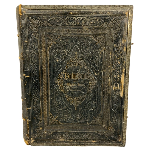 40 - Victorian Leather bound Illustrated Holy Bible.