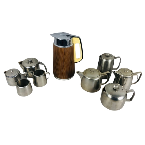 45 - Swan Brand 'Richmond' stainless steel coffee pot together with other Old Hall stainless steel items