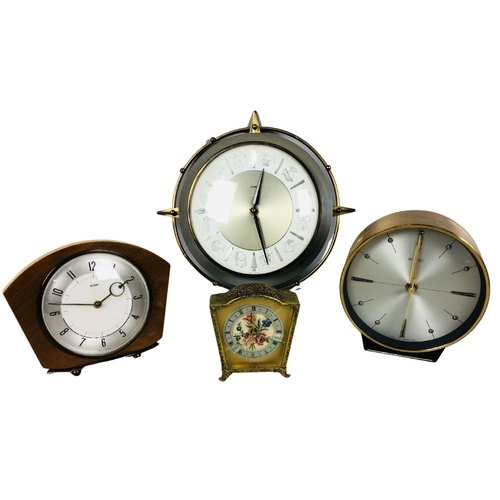 55 - Collection of mid century mantle Clocks, Metamec and 1 other