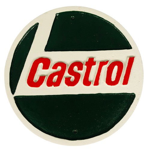 96 - Cast metal round Castrol oil sign ref 118