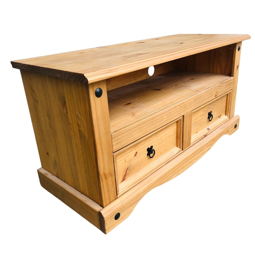 106 - Pine TV/Media Unit having 2 drawers  Height 55cm x depth 44.5  width 108cm