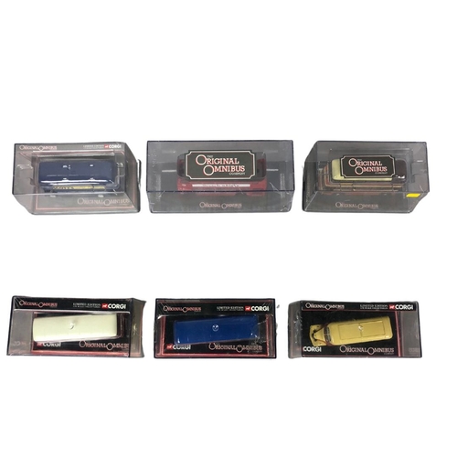 133 - 6 boxed Corgi Buses.  MIB