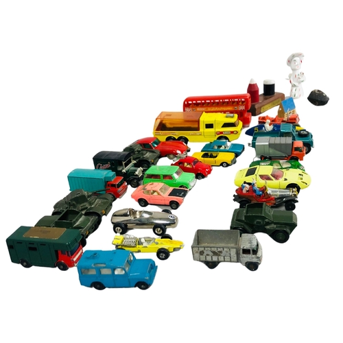 93 - assortment of playworn models of cars, lorries, buses, Horsebox, tanks etc. to include a model of Ch... 