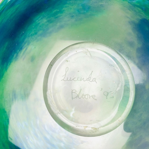 99 - 4 pieces of art glass to include one piece signed by Lucinda Bloore 95