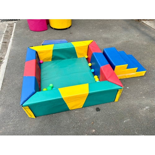 1 - An entire Preschool/Nursery equipment including soft ball pit, soft outdoor building bricks, multico... 