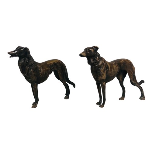 333 - Bronzed cast metal statues of a Pair of Dogs ref 7