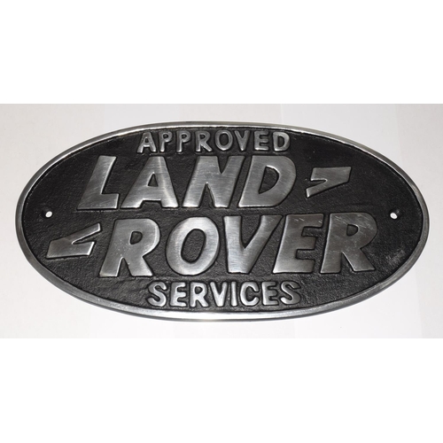 468 - Cast metal approved Landrover services sign 28x15cm  ref 121