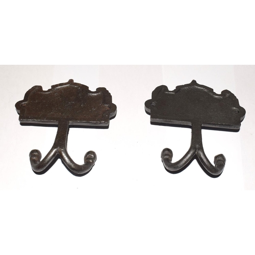 472 - 2 x GWR cast metal coat hooks ref 52