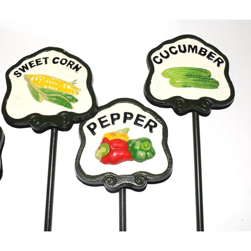 473 - 6 x cast metal garden salad markers ref 106