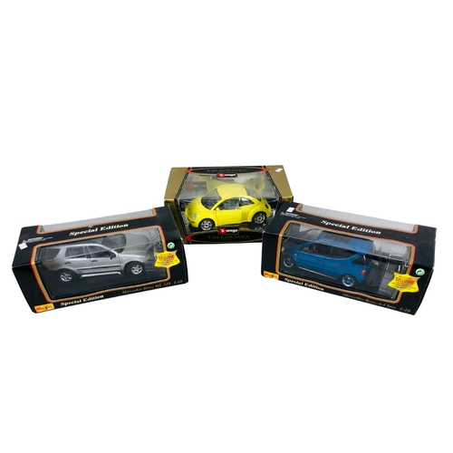 198 - Collectable Cars. Burago Volkswagen and 2 Maisto Special Edition. Mercedes-Benz ML 320 and Mercedes-... 