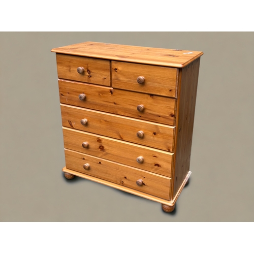 221 - A Large 2 over 4 Drawer Pine Chest of Drawers - good condition