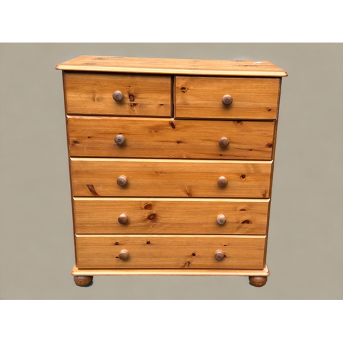 221 - A Large 2 over 4 Drawer Pine Chest of Drawers - good condition