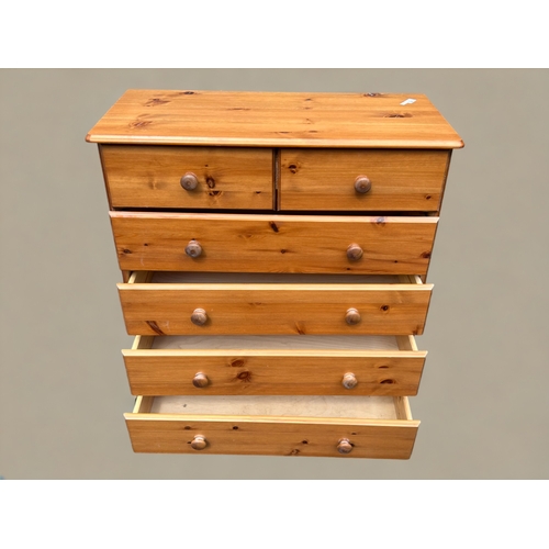 221 - A Large 2 over 4 Drawer Pine Chest of Drawers - good condition