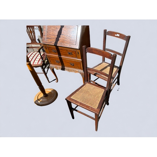 216 - A Collection of Victorian and later Furniture. To Include a gateleg Table, Hall chairs, A writing Bu... 